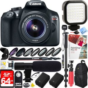 Canon EOS Rebel T6 DSLR Camera + 18-55mm Lens 64GB Dual Battery & Mic Pro Video Bundle