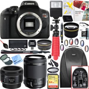 Canon EOS Rebel T6i DSLR Camera Body + 18-200mm and EF 50mm f/1.8 Lens Bundle